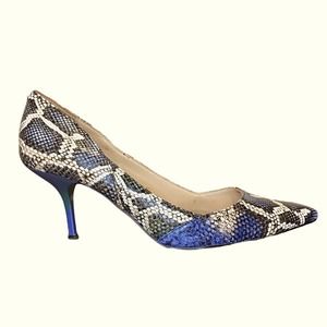 ZARA WOMAN Blue Green Snake Skin Pump with Sleek Ombré Heel Size 7.5